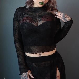 Forest Ink Woman’s size LARGE spider mesh crop top. Never worn.